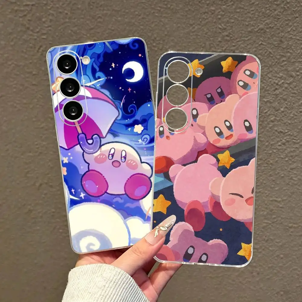 Фото Розовый чехол для телефона K-Kirbys-PC Cartoon для Samsung A10,12,20,21S,30,31,40,50,51,52,70,71, прозрачный чехол №1
