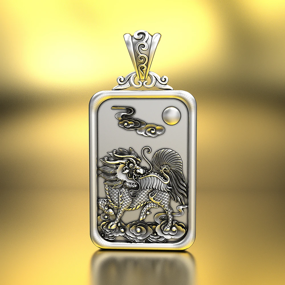 Серебряная медаль в стиле ретро с изображением пейзажа |