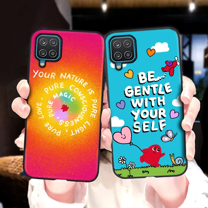 

Silicon Case For Samsung Galaxy A12 Funda A51 A52 A52S 5G A31 A32 A21S A71 A70 A72 Rainbow Waves Soft Black Painted Cover Coque