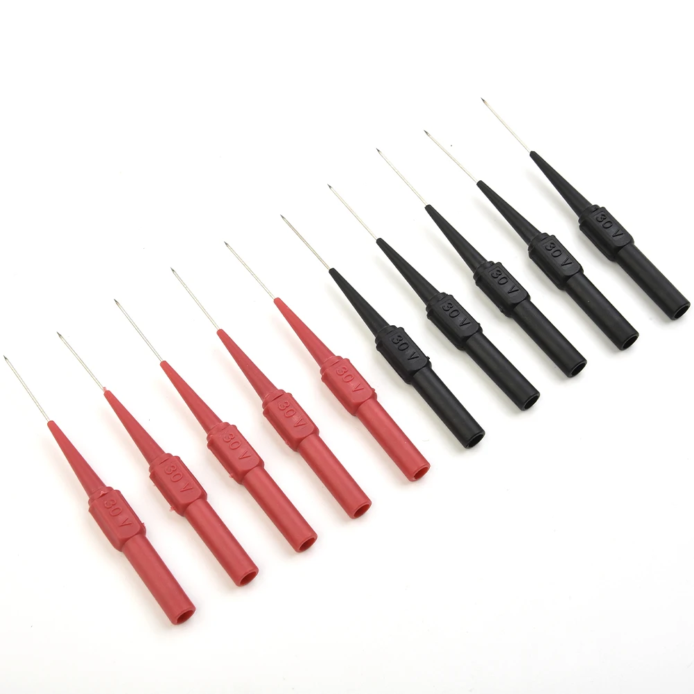 

10pcs Insulation Piercing Needle Non-destructive Multimeter Test Probes Measuring Device Red/Black 30V For Banana Plug