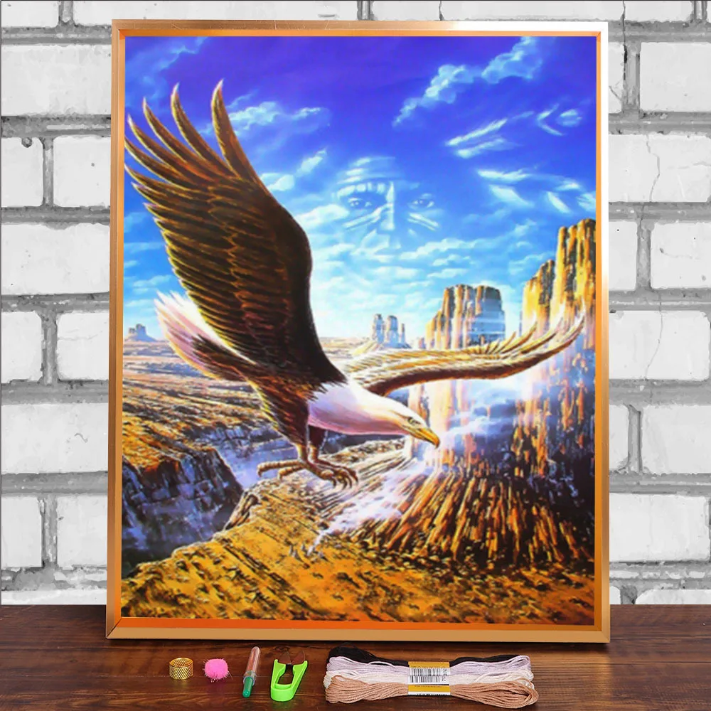 Холст с принтом летающего орла Набор для вышивки крестом 11CT DMC нитки рукоделие