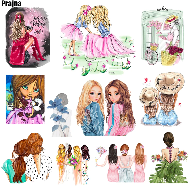 

Cartoon Girl Princess Heat Transfer Clothing Patch For Clothes T Shirt DIY Iron On Transfers For Clothing Ironing Stickers