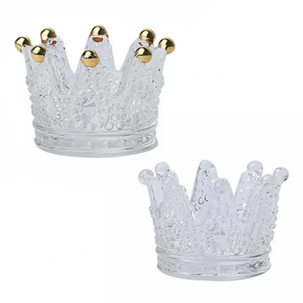 S Three-dimensional Storage Tray Decorative Glass Crown Shape Makeup Sponge For Desk Wedding подсвечники для свечей