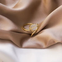 temperament bling bling opal tulip charm rings for women mujer brass gold flower adjustable open ring elegant korean jewelry
