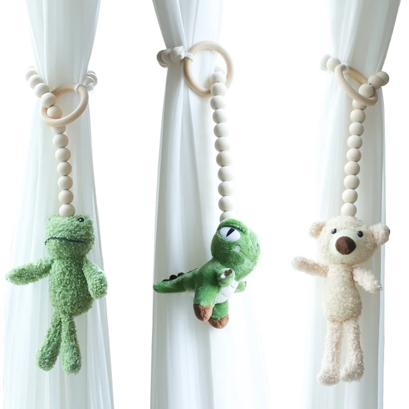 

Мультяшная лягушка медведь кукла подвеска деревянные бусины занавеска в богемном стиле штора трос галстук для фермерского дома