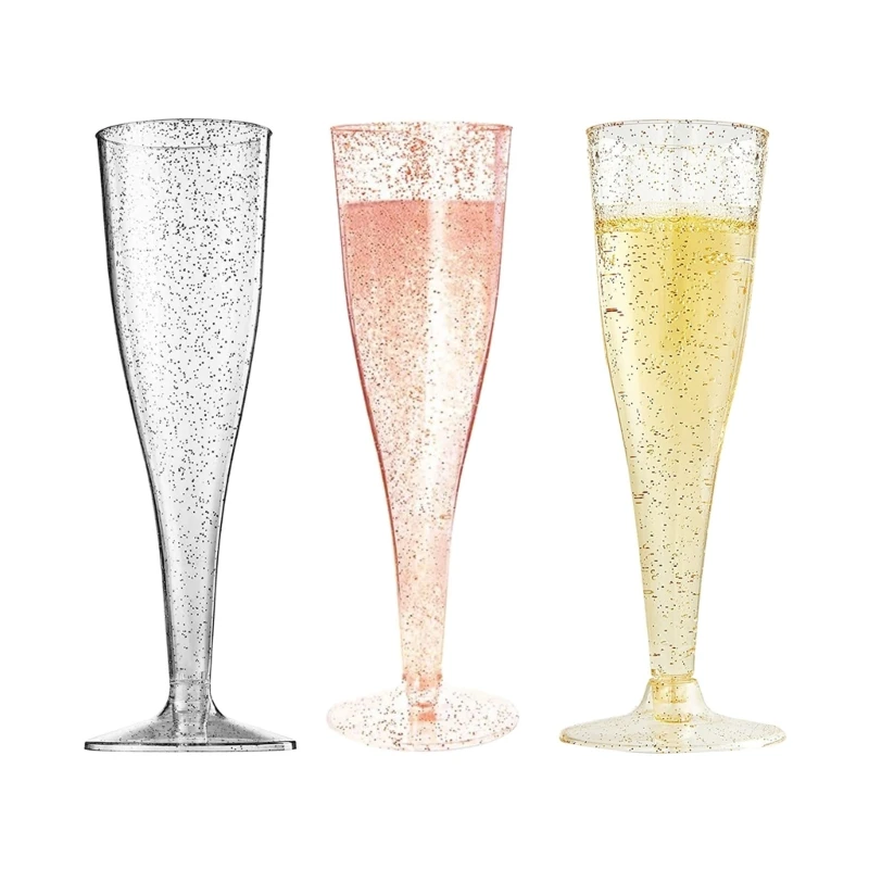 

L21C 50pcs Plastic Champagne Flutes Stemless Disposable Toasting Glasses Clear Cups