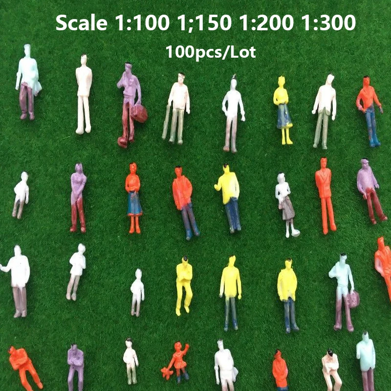 

Scale 1:100-1:300 Miniature People Model ABS Figures Materials For HO Train Railway Sand Table Layout Diorama Kits 100Pcs/Lot