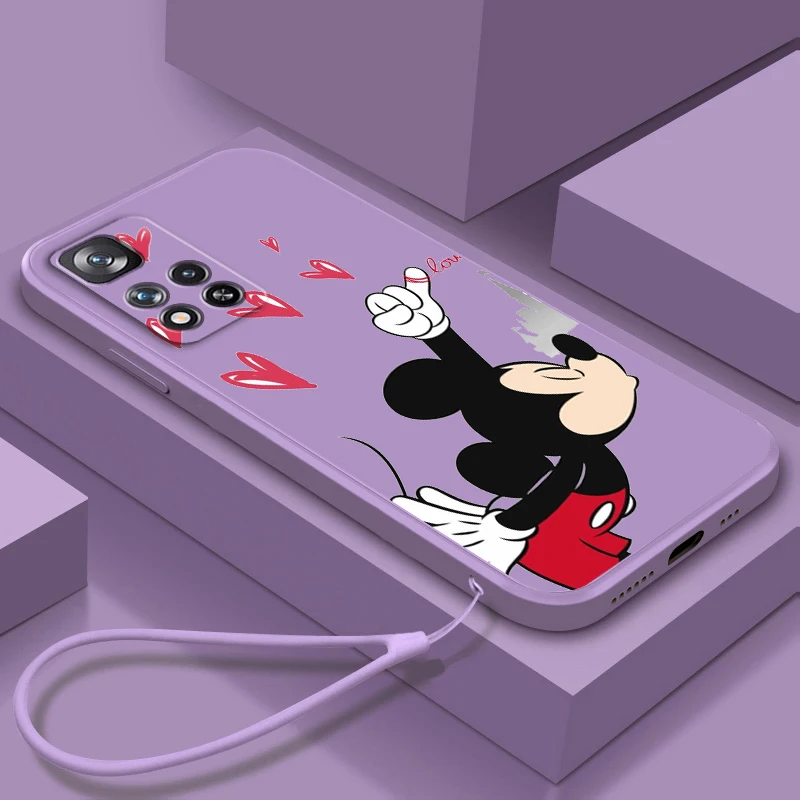 

London Disney Mickey Minnie Liquid Rope TPU Funda Phone Case For Xiaomi Redmi Note 11 11S 11T 10S 10 9S 9T 9 8T 8 Pro Plus 5G