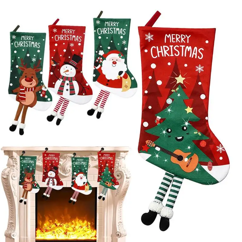 

Чулки с надписью "Merry Christmas", 4 шт., мягкие рождественские подарочные чулки с длинными штанинами, рождественские украшения