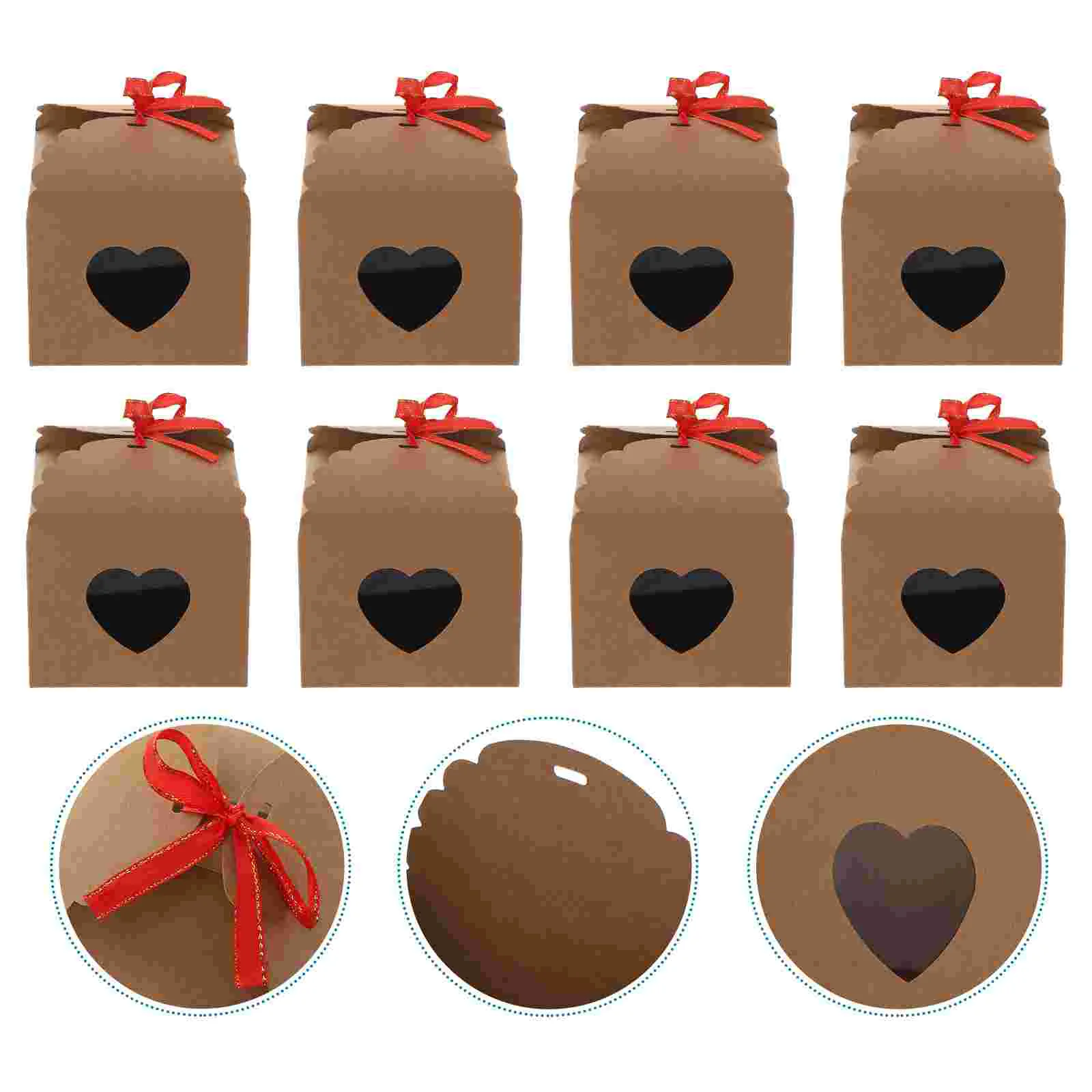 

Boxes Box Paper Cake Cupcake Packing Case Treat Heart Kraft Day Shaped Dessert Containers Window Container S Cookie Muffin