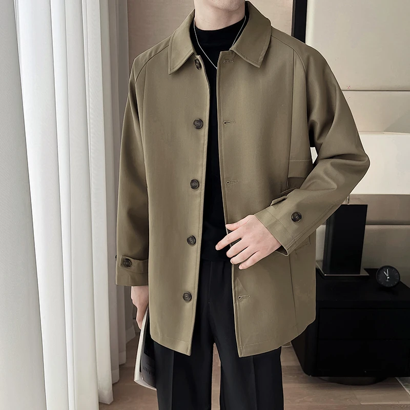 Тренч верхняя одежда мужской средней длины весна и осень 2024 новинка Pu Shuai High Sense