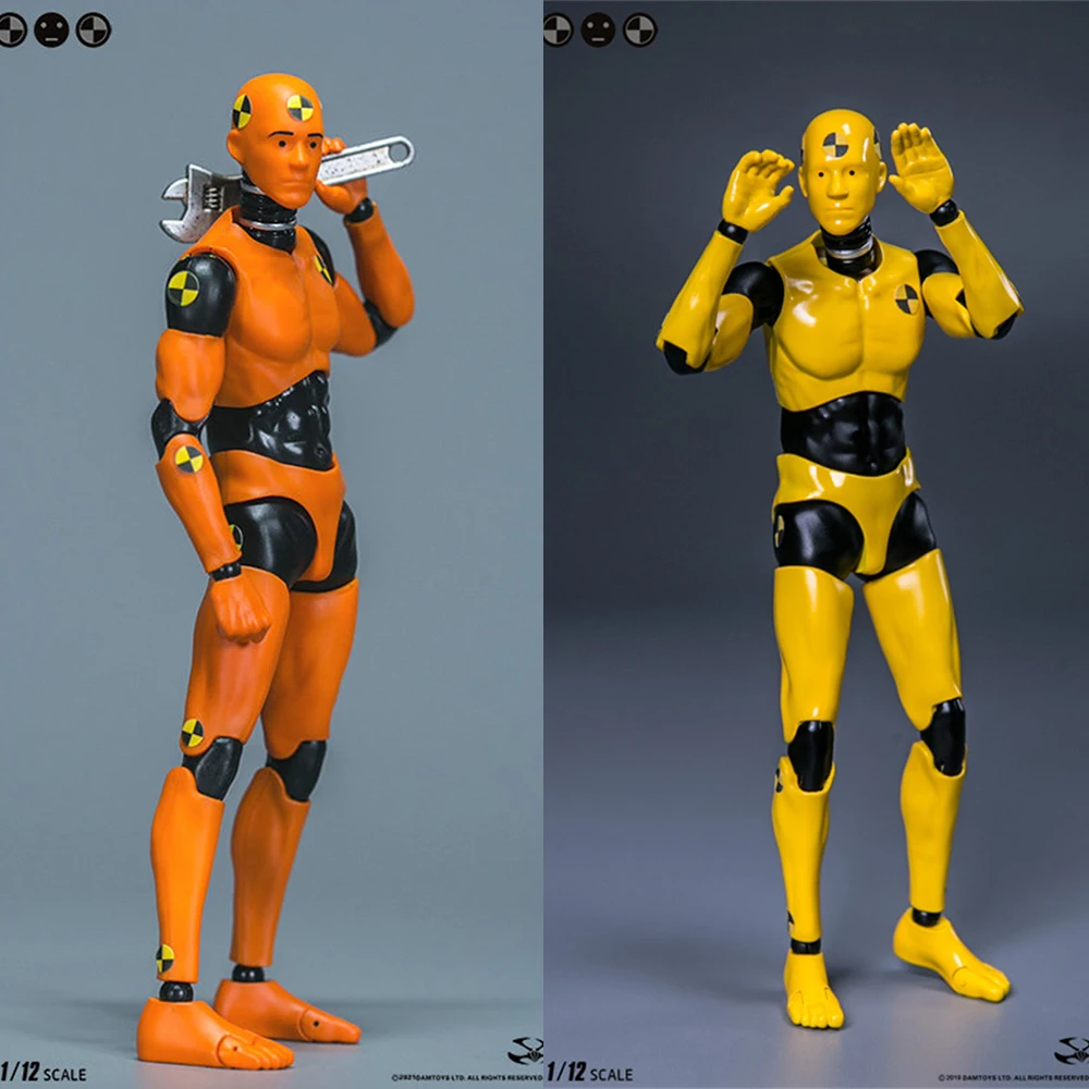 

DAMTOYS DPS09/DPS02 1/12 Scale 14.5cm Testman Crash Test Dummy 6" Flexible Joint Orange/Yellow Full Set Action Figure Model