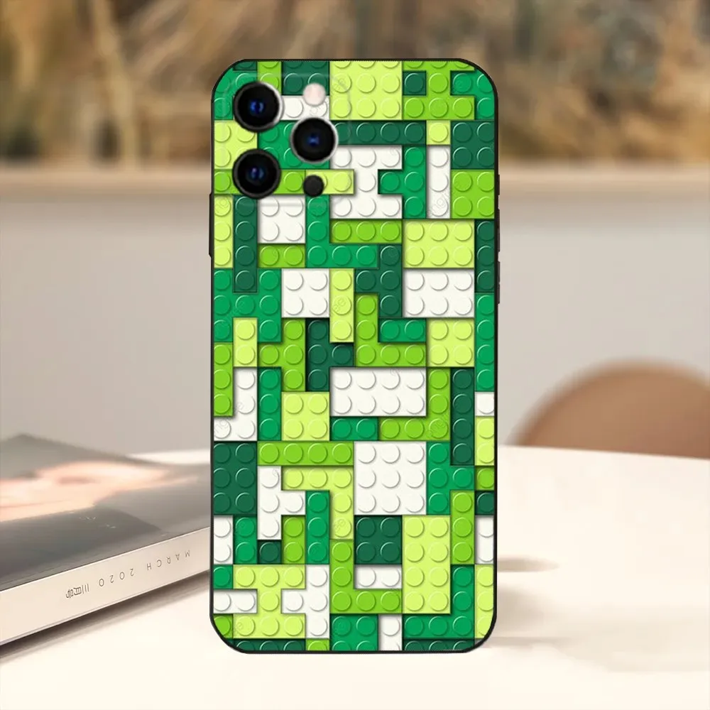 Чехол для телефона L-Lego B-Bricks с фоном iPhone15 14 13 12 Mini 11 Pro XR X XS MAX 7 8 Plus силиконовый чехол
