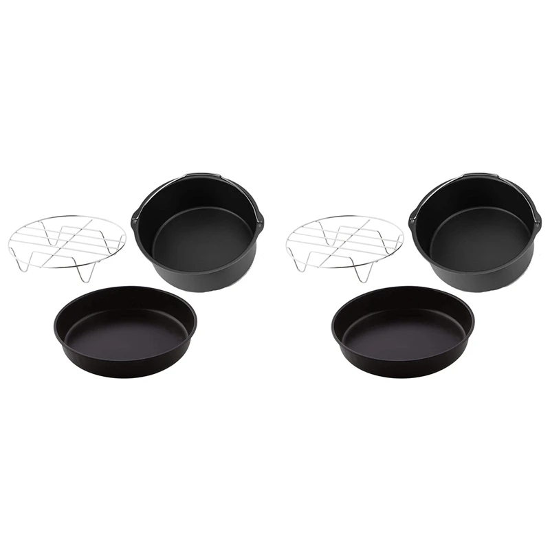 

Cake Cans, Pizza Pan, 6Pcs Steel Round Air Fryer Oven Slow Cooker Accessories Baking Cake Barrel For Home Kitchen