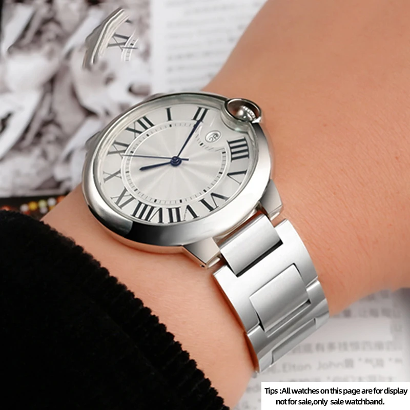 Фото Мужской и женский ремешок для часов из нержавеющей стали для Cartier, синий воздушный шар, ремешок для часов, браслет 14-8 мм, 16-8 мм, 18-11 мм, 20-12 мм, 22-14 мм №2