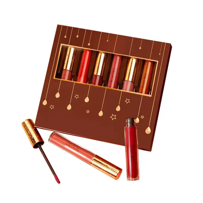 

Бархатный блеск для губ, 6 цветов, антипригарная Матовая жидкая помада, набор для макияжа губ, набор водостойких бархатных блесков для губ