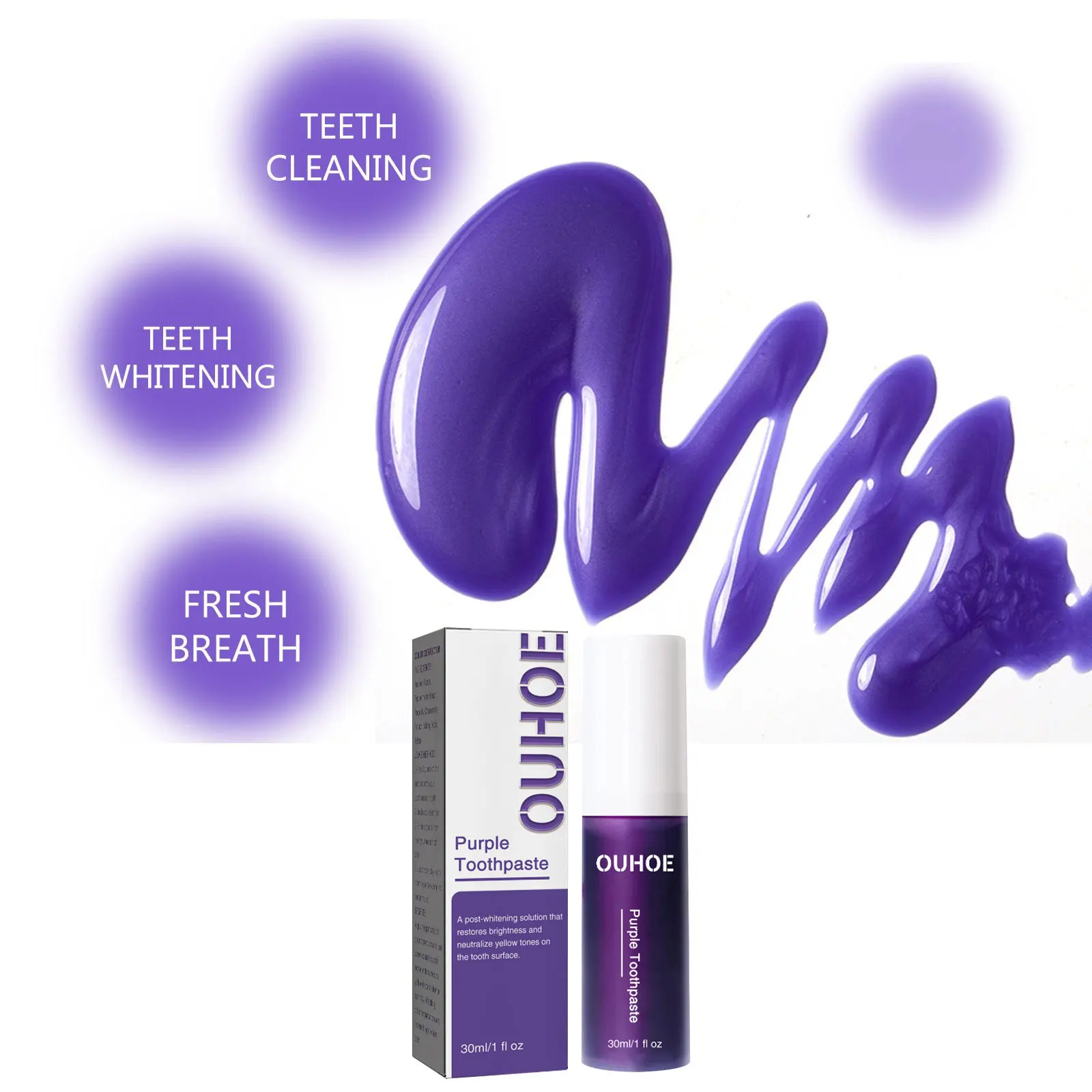 Зубная паста с корректором фиолетового цвета уменьшает пожелтение налета