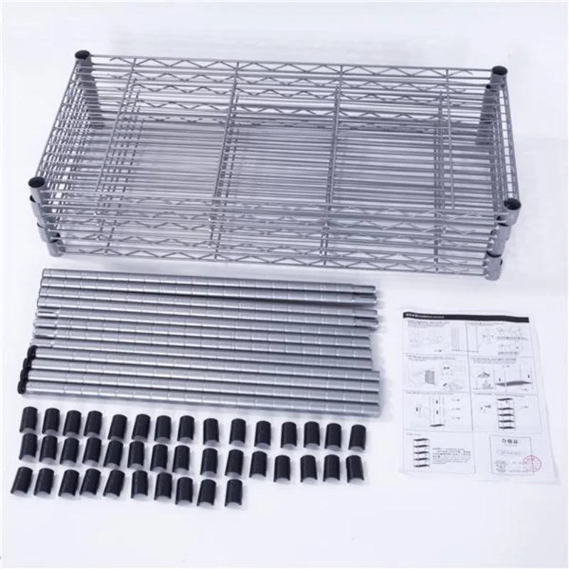 

XM-304B Rectangle Carbon Steel Metal Assembly 5-Shelf Storage Rack Silver Gray[US Stock]
