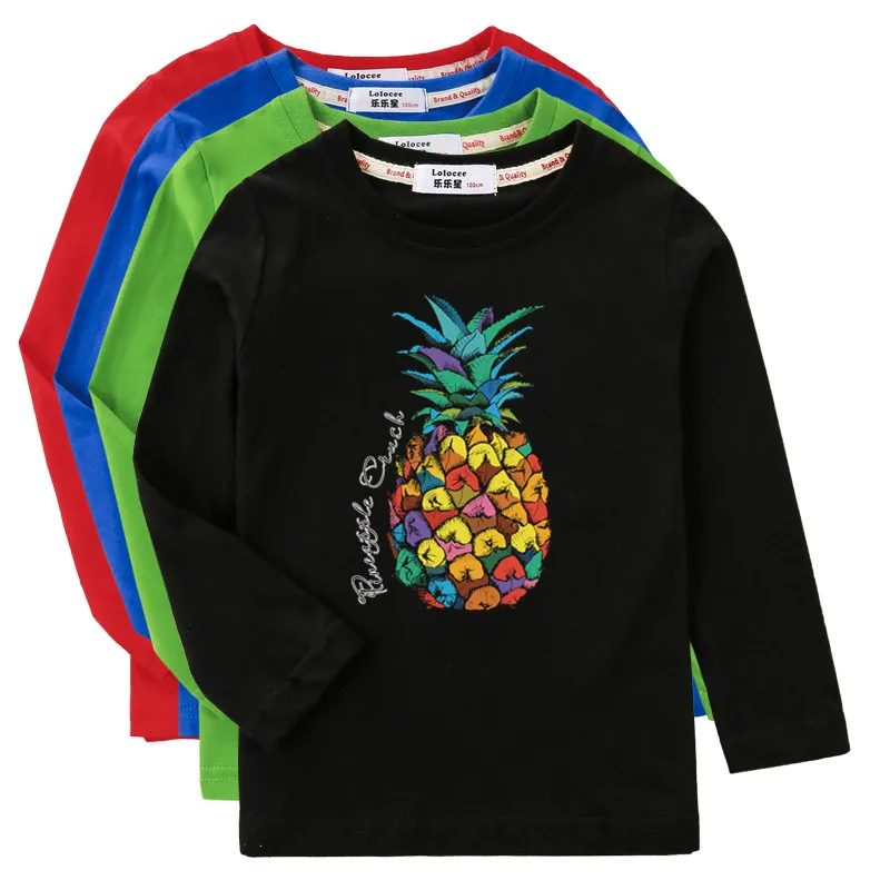 Aimi Lakana Kids Tropical Fruit T-Shirt Boys Long Sleeve Top Pineapple Print Shirt Girls Spring Autumn Clothes