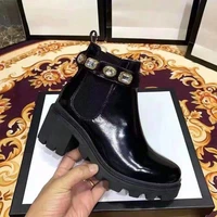 womens ankle boots cristal diamante bordado chunky calcanhar plataforma sapatos punk cinto preto novo 2022