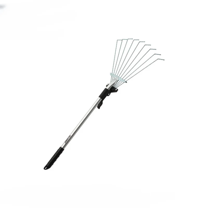 

9 Teeth Telescopic Metal Rake Adjustable Retractable Leaves Rake For Garden Backyard Lawn Farm Cleaning Tools