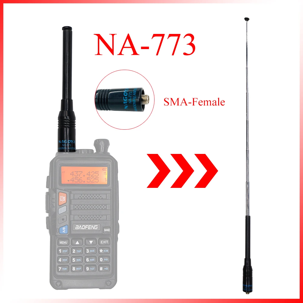 

NAgoya NA-773 SMA Женская антенна для портативной радиостанции UV-5R UVB5 UV-82 U/VHF двухдиапазонная антенна для любительской радиостанции Baofeng UV5R
