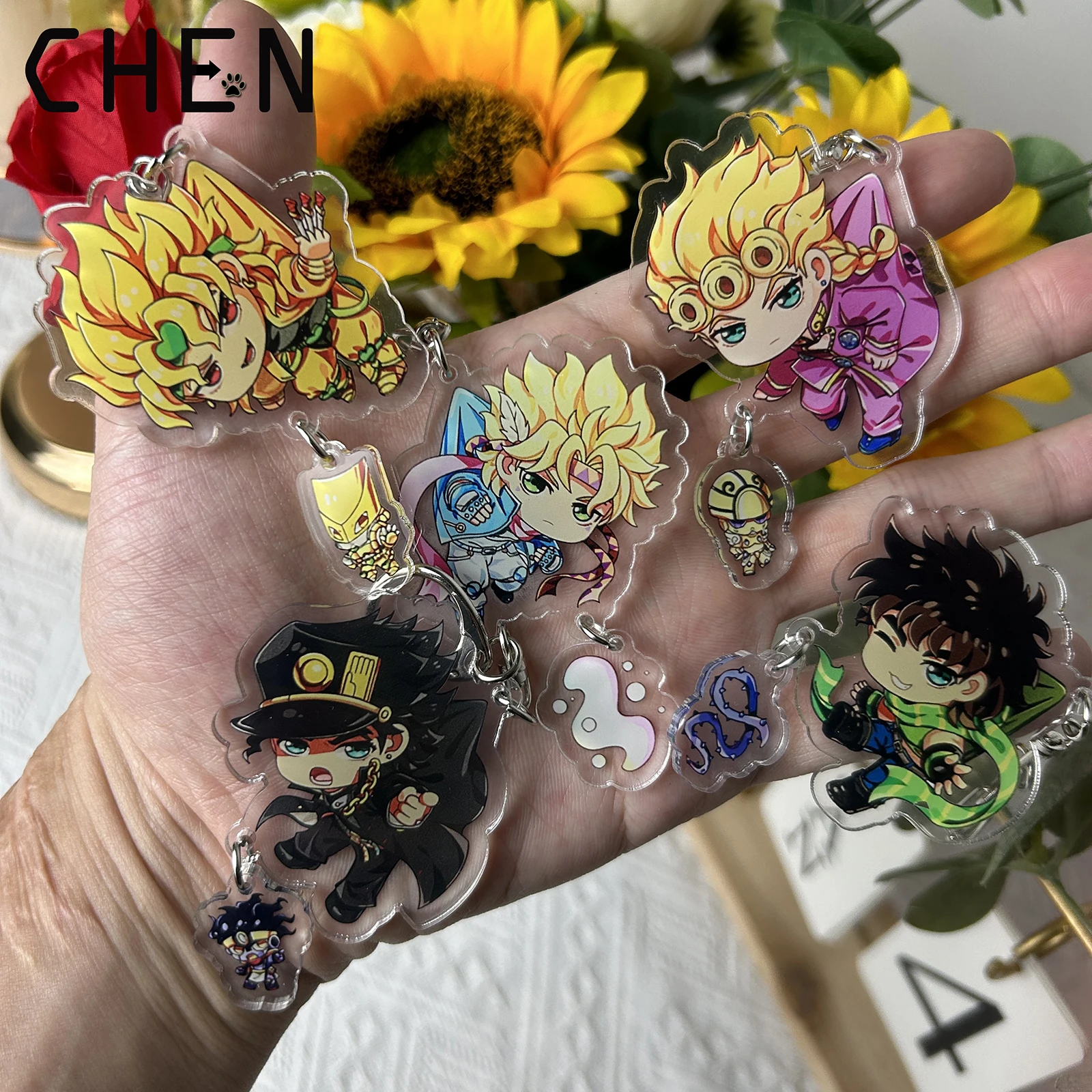 

Брелок для ключей с подвеской, акриловый держатель для ключей с аниме «Невероятные приключения Джоджо», фигурка кудзё дзётаро Дио Брэнди Джонатана