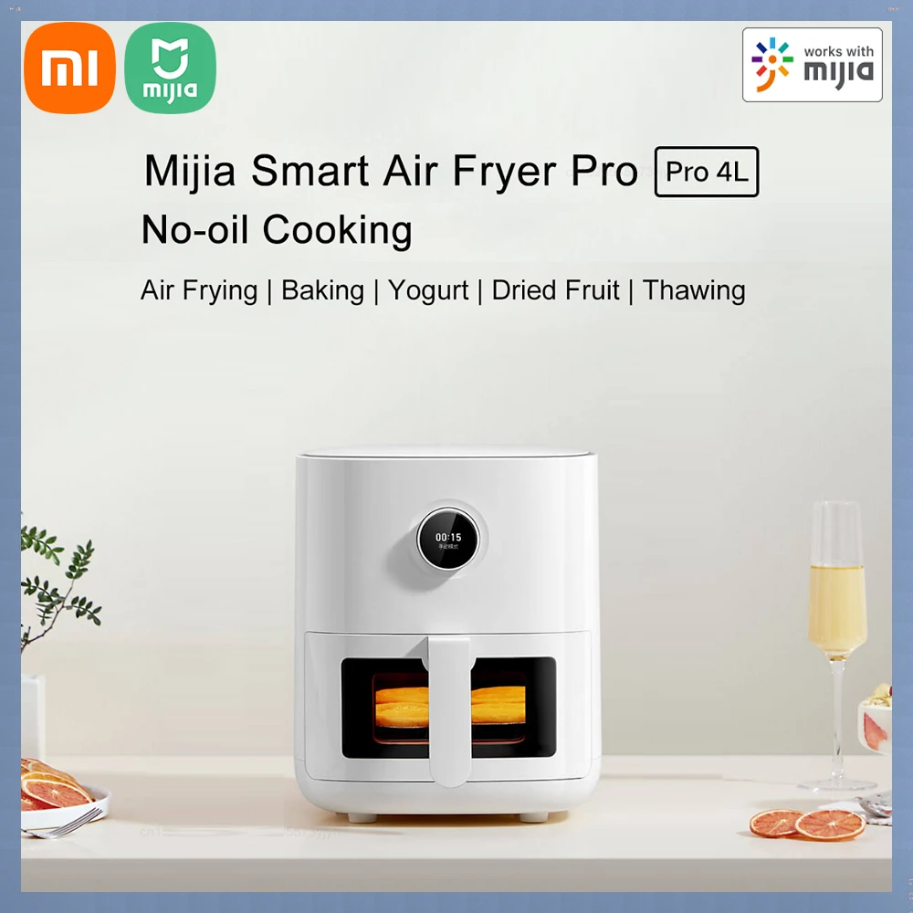

Xiaomi Mijia Smart Air Fryer PRO 4L Without Oil Electric Fryers Nonstick Coating 24H Intelligent Appointment OLED Screen No-Oil