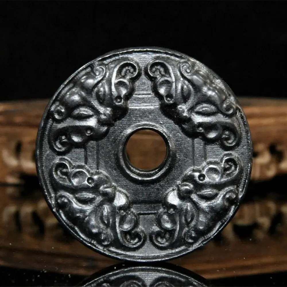 Китайская культура Хуншань черный железный магнетизм метеорит скульптура