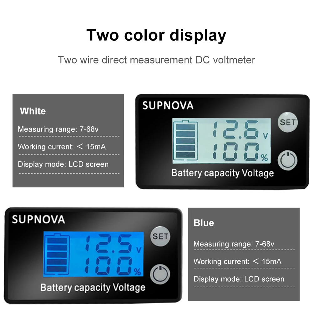 

New Battery Capacity Indicator DC 7-68V Lead Acid Lithium Battery Capacity Gauge Meter Voltmeter Voltage Tester For Car Vehicle
