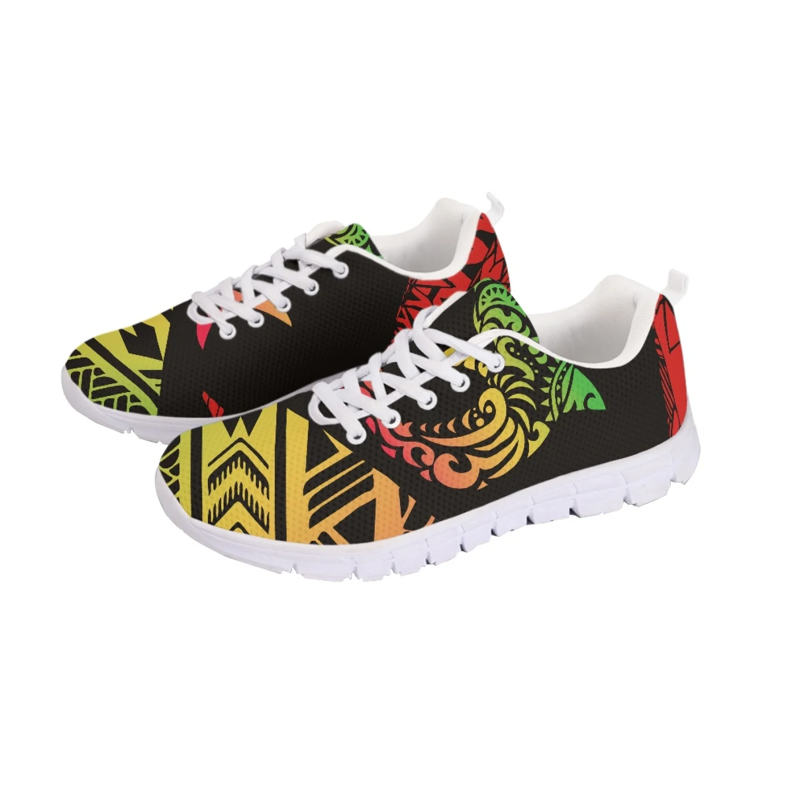 

Polynesian Tribal Hawaiian Totem Tattoo Hawaii Prints Unisex Breathable Running Shoes Superlight Soft-Soled Lace-Up Trainers