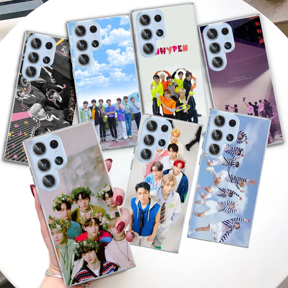 

Прозрачный чехол для Samsung Galaxy S23 S22 Ultra S21 S20 FE, чехлы для телефонов из ТПУ, S10 5G S9 S8 Plus S10e S7 Edge, чехол Enhypen Boy Band