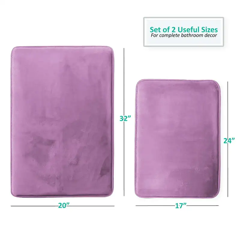 

Rugs, 17x24" & 20x32" Memory Foam Bath Rugs (2pc) , Lavender Dream