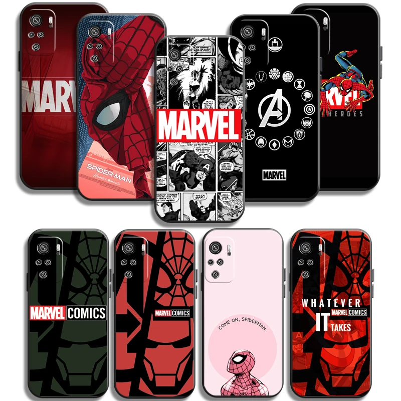 

Marvel Spiderman Phone Cases For Xiaomi Redmi Note 10 10S 10 Pro POCO F3 GT X3 GT M3 Pro X3 NFC Soft TPU Back Cover Coque