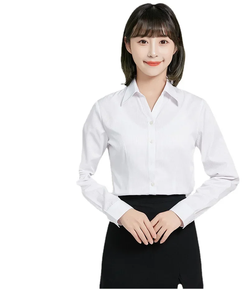 Women's Long Sleeve High Collar Shirt V-Neck Princess Sewn Easy To Manage Clothing From China Mainland