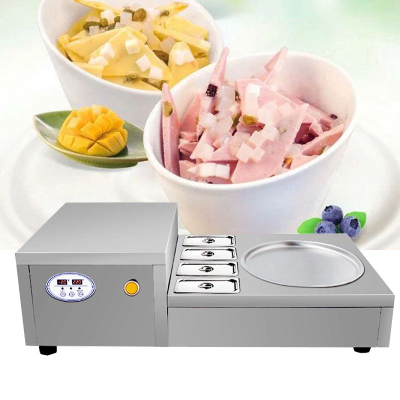 Table Top Fried Ice Cream Roll Maker Machine Ice Cream Freezer Making Fried Yogurt Ice Cream Roll Machine
