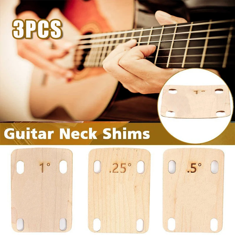

3 Pcs Electric Guitar Neck Shims Maple Plate 0.25/0.5/1 Degree Music Instruments Electric Guitar Replacement Parts