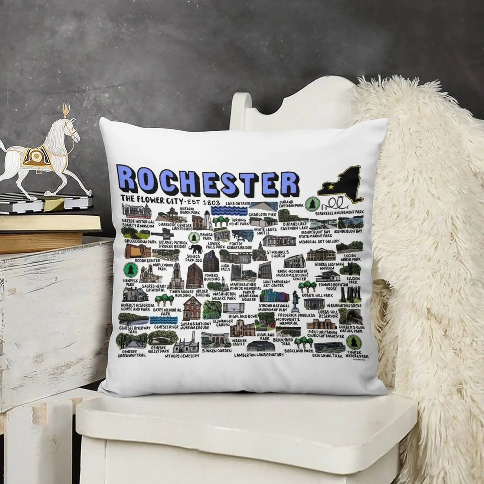 Подушка для дивана с изображением карты Нью-Йорка