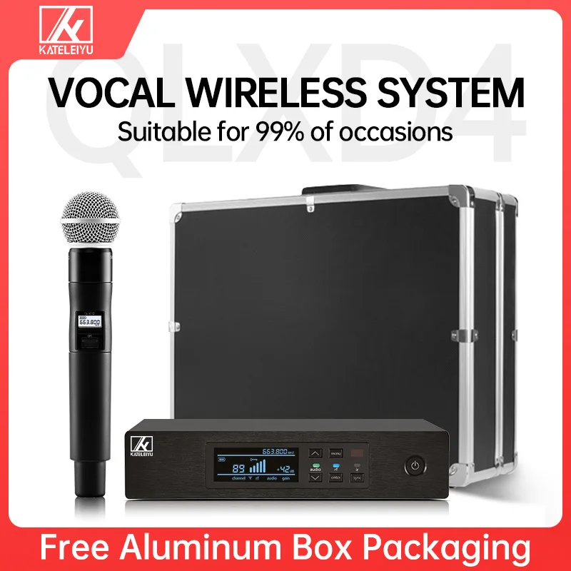 

Profeesional QLXD4/SM58 High Quality UHF Wireless Vocal Microphone System Stage Performances Karaoke Singer DJ Church Speech