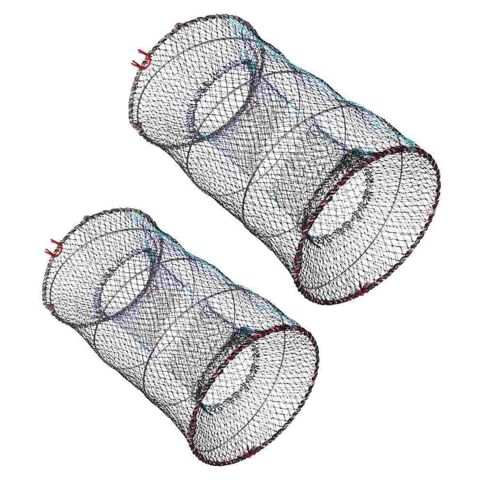 

2 Pcs Collapsible Fishing Net Cage Portable Bait Trap Professional Hand Throw Crawfish Convenient Nylon Multi-function