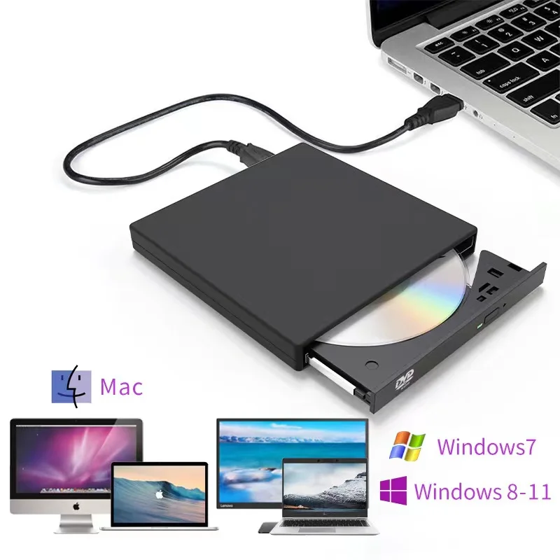 Dvd Burner With Usb 3.0 Ports Card Reader For Pc Laptop
