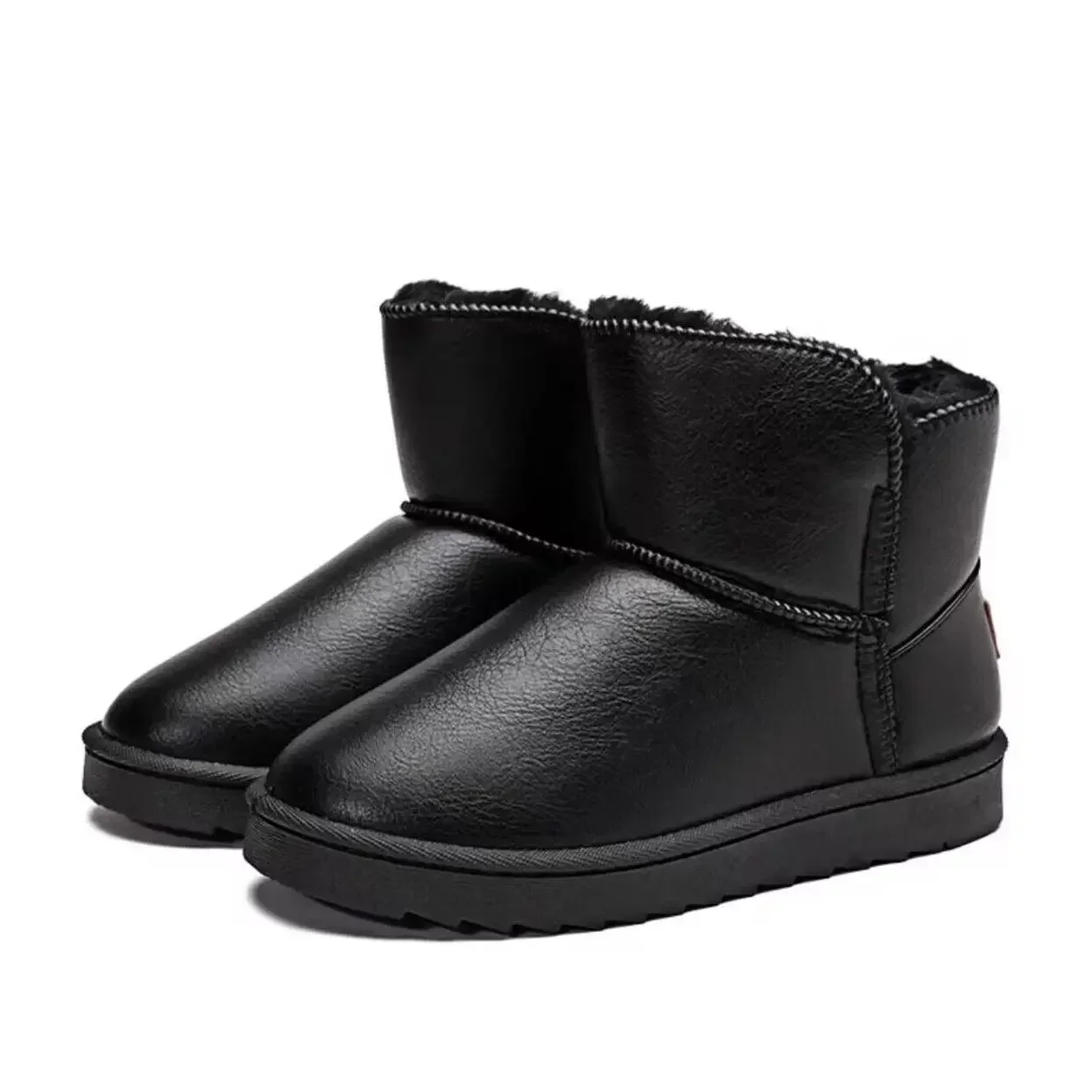 Мужские зимние ботинки с мехом теплые на нескользящей подошве классические