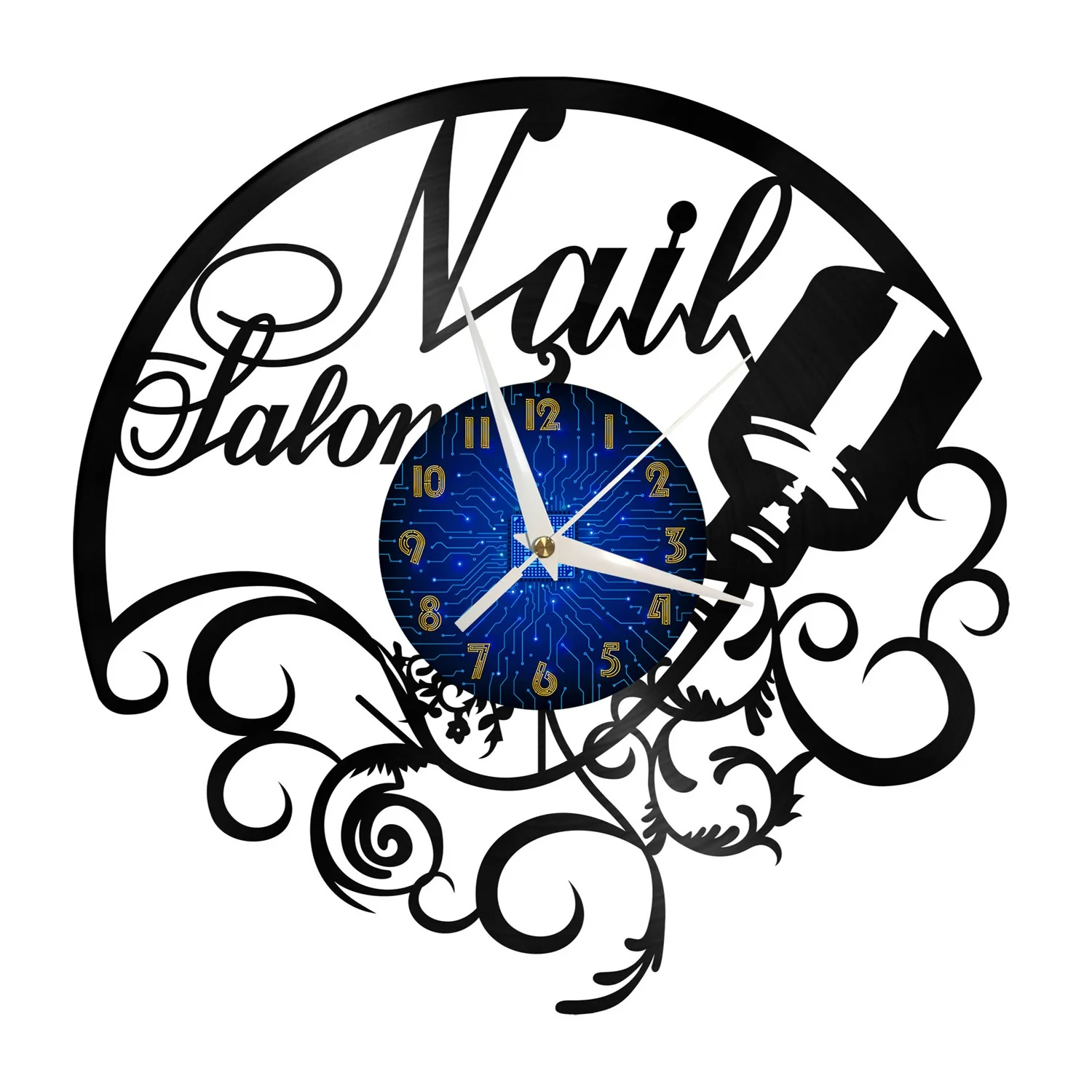

Nail Salon theme 12 Inch Vinyl Record Wall Clock, Battery Operated Silent & Non-ticking