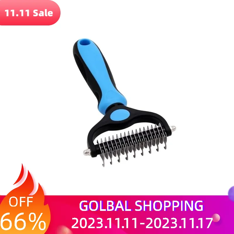 

Brush Professional Painless Pet Dematting Comb Rake Dog Cat Grooming Double Sided Easy Clean Ergonomic Home Cleaning Tool