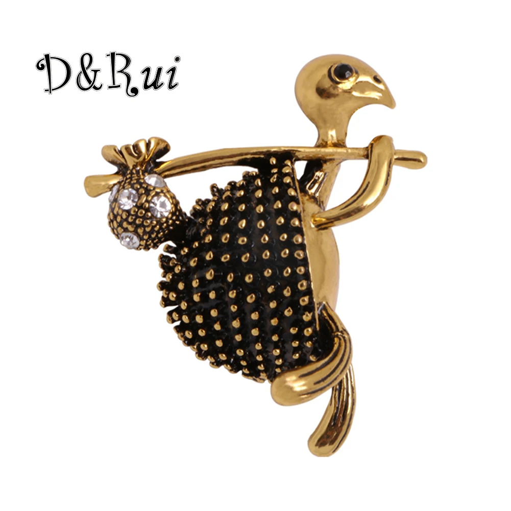 

D&Rui The Tortoise Carries The Bag Diamond Brooches Lovely Turtle Brooch Alloy Material Manufacturing Animal Pin For Women Men