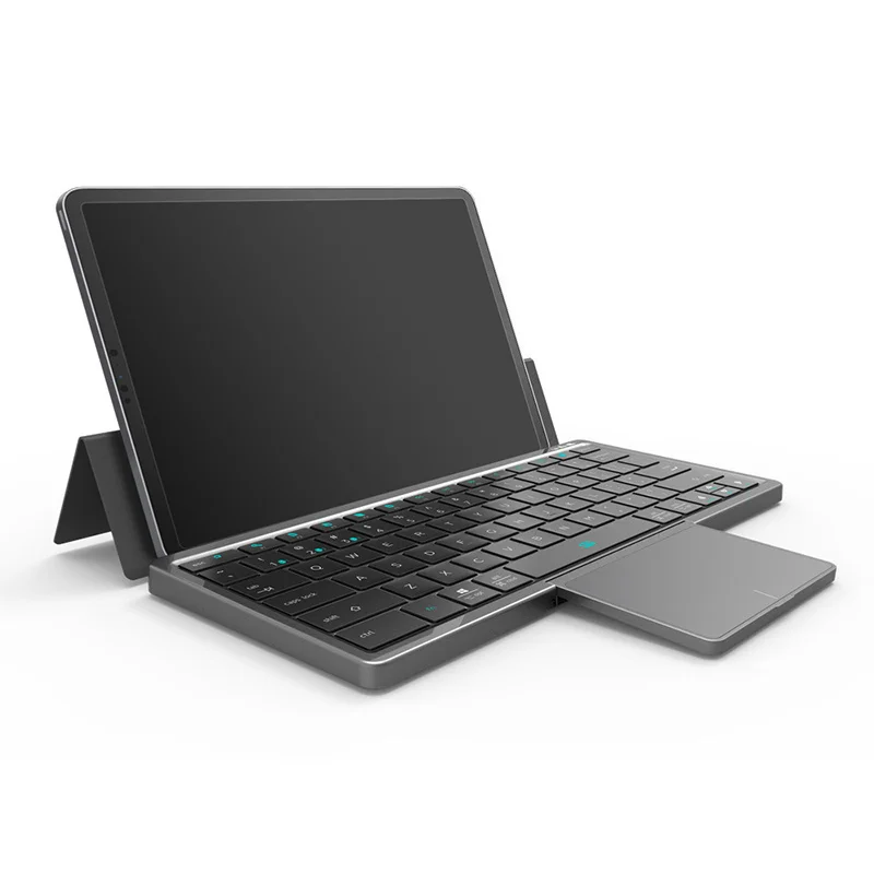 

Складная клавиатура, беспроводная Bluetooth-клавиатура со складной сенсорной панелью, кожаная стандартная клавиатура для Windows, Android, IOS, телефона...