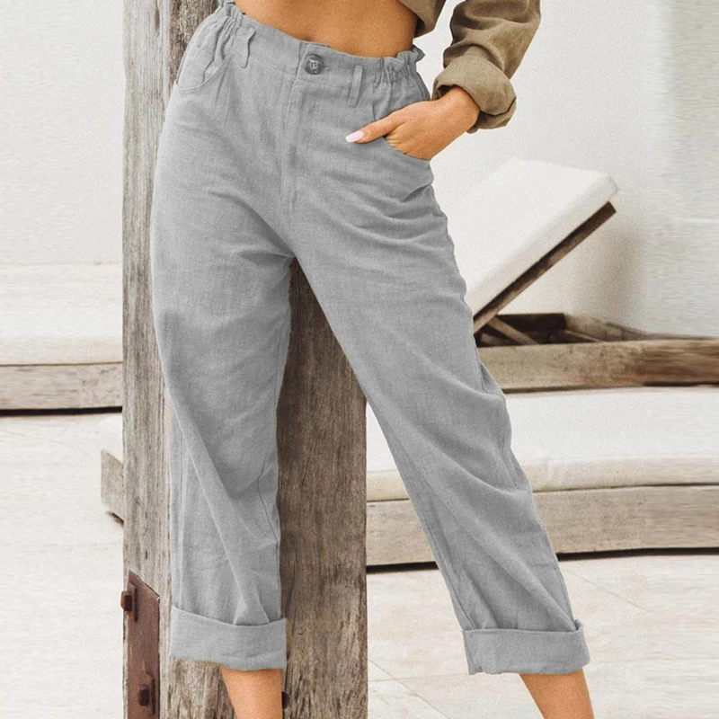 

Ladies Trousers Spring Summer Autumn Casual Lady Pants Women High Waist Comfortable Solid Color Pants 2023 New