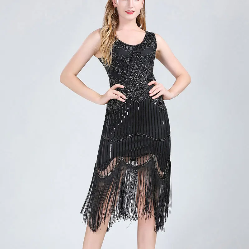 Женское платье-Чарльстон с блестками и бахромой в стиле 1920-х годов - купить по