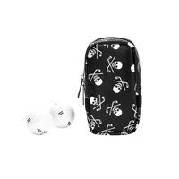 mini golf ball bag with carabiner zipper closure skull design waterproof pu can hold 6 pcs golf balls golf waist pouch storage