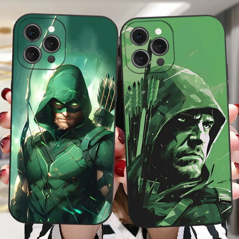 Чехол для телефона Super Hero G-GreenS A-ArrowS iPhone 16 15 14 13 12 11 Plus Pro Max XR XS X 7 8 SE Mini Silicone Soft